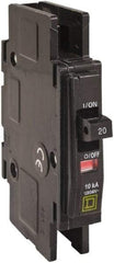 Square D - 10 Amp, 120/240 VAC, 1 Pole, DIN Rail Mounted, Flush Mount, Surface Mount Miniature Circuit Breaker - Thermal Magnetic Trip, 10 kA at 120/240 VAC Breaking Capacity, 14-2 (Aluminum), 14-2 (Copper) AWG, 74mm Deep x 103mm High x 19mm Wide - USA Tool & Supply