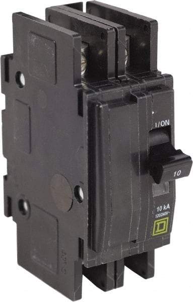 Square D - 10 Amp, 240 VAC, 2 Pole, Panel Mount Miniature Circuit Breaker - 14-2 AWG - USA Tool & Supply