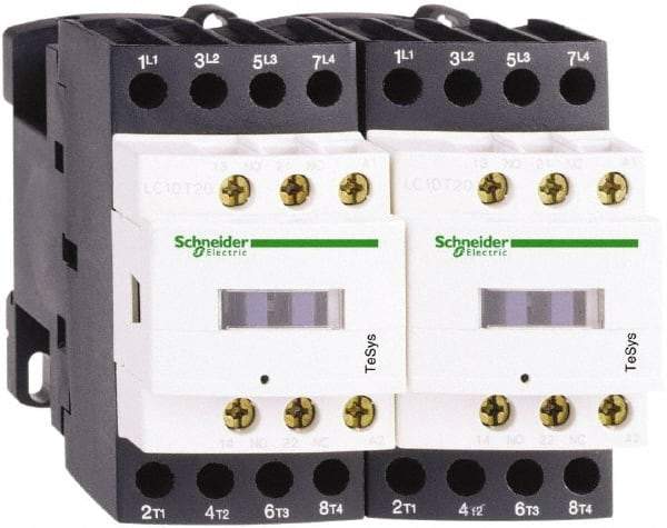 Schneider Electric - 4 Pole, 24 Coil VAC at 50/60 Hz, 20 Amp at 440 VAC, Reversible IEC Contactor - Bureau Veritas, CCC, CSA, CSA C22.2 No. 14, DNV, EN/IEC 60947-4-1, EN/IEC 60947-5-1, GL, GOST, LROS, RINA, RoHS Compliant, UL 508, UL Listed - USA Tool & Supply