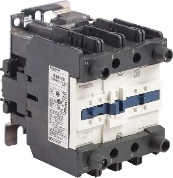 Schneider Electric - 4 Pole, 120 Coil VAC at 50/60 Hz, 125 Amp at 440 VAC, Nonreversible IEC Contactor - Bureau Veritas, CCC, CSA, CSA C22.2 No. 14, DNV, EN/IEC 60947-4-1, EN/IEC 60947-5-1, GL, GOST, LROS, RINA, RoHS Compliant, UL 508, UL Listed - USA Tool & Supply