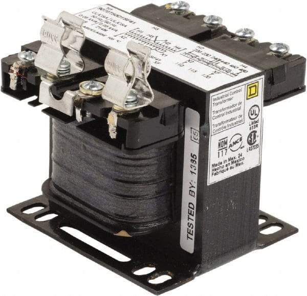 Square D - 50 VA, Top Mount Fuse Block Control Transformer - 50/60 Hz, 3.09 Inch Deep x 2.58 Inch High - USA Tool & Supply