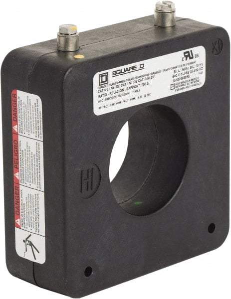 Square D - 200 Amp AC Input, 5 Amp AC Output, Panel Meter Donut Current Transformer - Screw Terminal - USA Tool & Supply