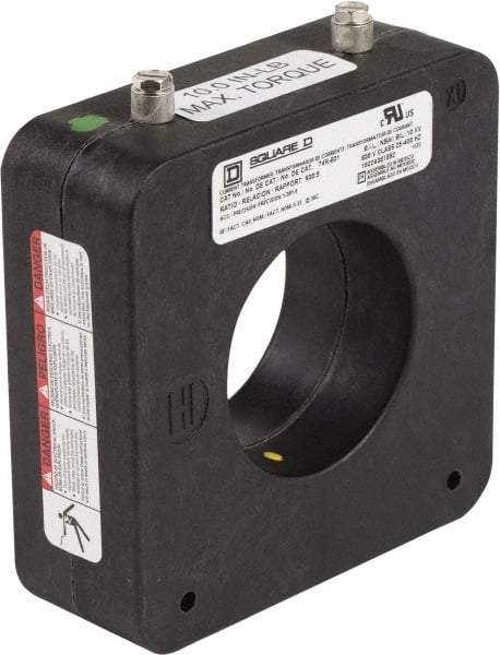 Square D - 600 Amp AC Input, 5 Amp AC Output, Panel Meter Donut Current Transformer - Screw Terminal - USA Tool & Supply