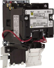 Square D - 600 Coil VAC, 27 Amp, NEMA Size 1, Open Enclosure NEMA Motor Starter - 1 Phase hp: 7 1/2 at 200 Volt, 7 1/2 at 230 Volt, 3 Phase hp: 10 at 460 Volt, 10 at 575 Volt - USA Tool & Supply