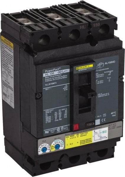 Square D - 150 Amp, 600 V, 3 Pole, Panel Mount Motor Circuit Breaker - Magnetic Trip, Multiple Breaking Capacity Ratings - USA Tool & Supply