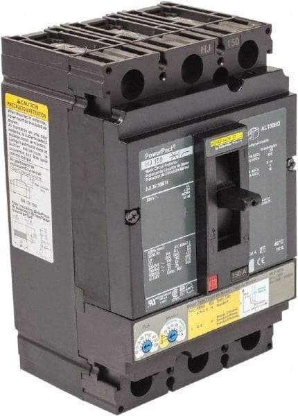 Square D - 150 Amp, 600 V, 3 Pole, Panel Mount Motor Circuit Breaker - Magnetic Trip, Multiple Breaking Capacity Ratings - USA Tool & Supply