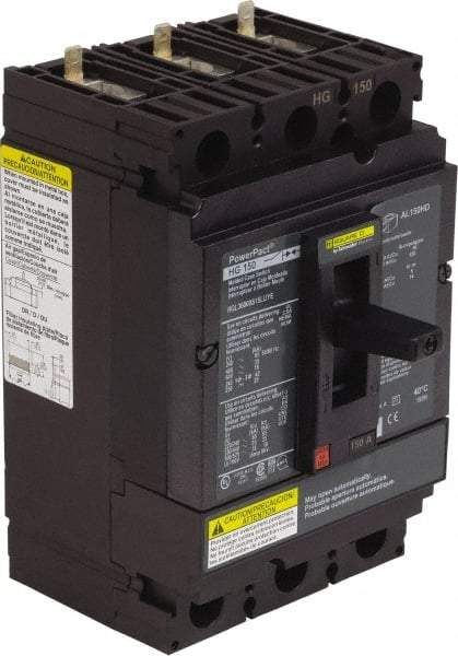 Square D - 600 VAC, 150 Amp, Automatic Molded Case Switch - 3 Pole, 18 kA Interrupting Rating x Line/Load Lug Connection, 4.1 Inch Wide x 3.4 Inch Deep x 6.4 Inch High - USA Tool & Supply
