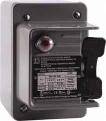 Square D - 3 Poles, 30 Amp, NEMA, Enclosed Toggle Manual Motor Starter - 1 hp at 90 VDC, 10 hp at 460 VAC, 10 hp at 575 VAC, 1-1/2 hp at 230 VDC, 2 hp at 115 VAC, 2 hp at 115 VDC & 7-1/2 hp at 230 VAC, CE, CSA, NEMA 4 & UL Listed - USA Tool & Supply