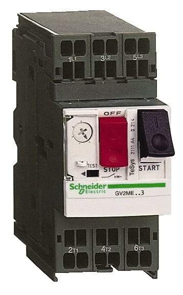 Schneider Electric - 14 Amp, 690 VAC at 50/60 Hz, 3 Pole, Bolt On, Clip Motor Circuit Breaker - Thermal Magnetic Trip, Multiple Breaking Capacity Ratings, 78mm Deep x 101mm High x 45mm Wide - USA Tool & Supply