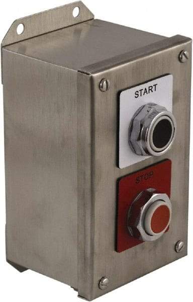 Schneider Electric - 2 Operator, Projecting Pushbutton Control Station - Start, Stop (Legend), Momentary Switch, 1NO/2NC Contact, NEMA 13, 3, 4 - USA Tool & Supply