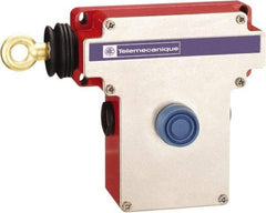 Telemecanique Sensors - 10 Amp, 2NO/2NC Configuration, Left Hand Operation, Rope Operated Limit Switch - Pushbutton Reset, Rope Pull, No Pilot Light, 300 VAC - USA Tool & Supply