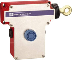 Telemecanique Sensors - 10 Amp, 2NO/2NC Configuration, Rope Operated Limit Switch - Pushbutton Reset, Rope Pull, No Pilot Light, 300 VAC - USA Tool & Supply