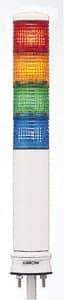 Schneider Electric - Blue, Green, Orange & Red LED Flashing & Steady Stackable Tower Light with Buzzer - 70 to 85 dB, Base Mount, IP54, 24V, 14 to 122°F - USA Tool & Supply