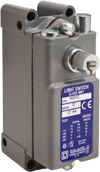 Square D - DPST, 2NC/2NO, 600 VAC, Screw Terminal, Rotary Head Actuator, General Purpose Limit Switch - 1, 2, 4, 12, 13 NEMA Rating, IP65 IPR Rating, Surface Mount - USA Tool & Supply