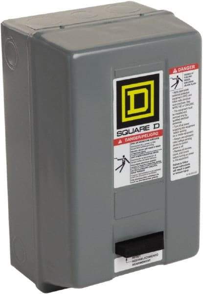 Square D - 110 Coil VAC at 50 Hz, 120 Coil VAC at 60 Hz, 9 Amp, Nonreversible Enclosed Enclosure NEMA Motor Starter - 1/3 hp at 1 Phase, 1 Enclosure Rating - USA Tool & Supply