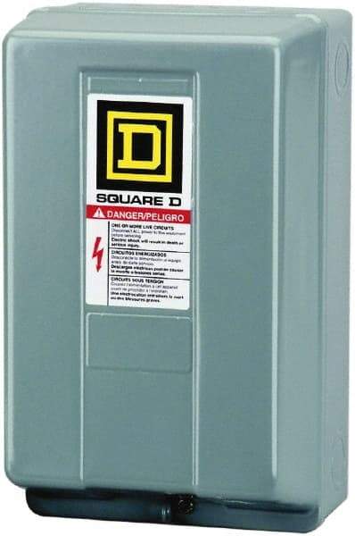 Square D - 1 NEMA Rated, 5 Pole, Electrically Held Lighting Contactor - 30 A (Tungsten), 110 VAC at 50 Hz, 120 VAC at 60 Hz - USA Tool & Supply