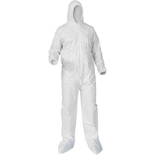 KleenGuard - Size 3XL Polypropylene General Purpose Coveralls - White, Zipper Closure, Elastic Cuffs, Elastic Ankles, Serged Seams - USA Tool & Supply