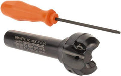 Kennametal - 1.518" Cut Diam, 0.064" Max Depth, 3/4" Shank Diam, Cylindrical Shank Indexable High-Feed End Mill - Screw Holding Method, HNGJ0604ANENLD Insert, KSHR Toolholder, Through Coolant - USA Tool & Supply