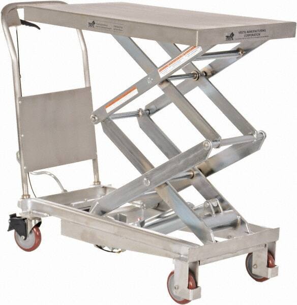 Vestil - 800 Lb Capacity Manual Scissor Elevating Cart - 15-1/2" to 50-3/4" Lift Height, 35-1/2" Platform Length x 20" Platform Width - USA Tool & Supply