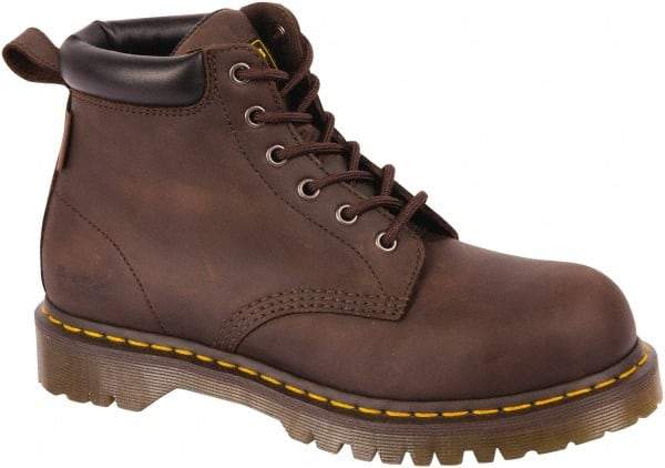 Dr. Martens - Unisex Size 7 Medium Width Steel Work Boot - Brown, Leather Upper, PVC Outsole, 6-1/2" High, Hot Weather, Non-Slip, Electrostatic Dissipative (ESD), Puncture Resistant - USA Tool & Supply