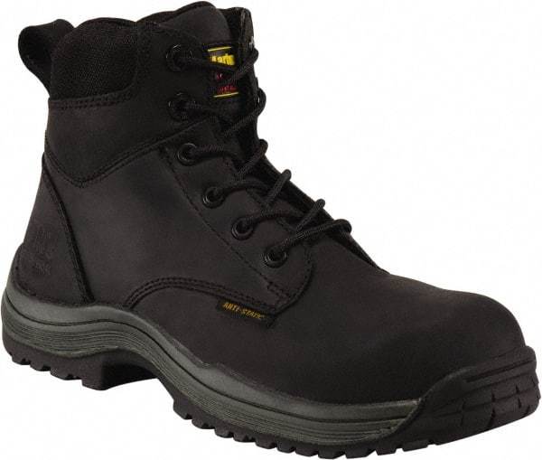 Dr. Martens - Men's Size 7 Medium Width Composite Work Boot - Black, Leather Upper, Rubber Outsole, 7" High, Hot Weather, Non-Slip, Electrostatic Dissipative (ESD) - USA Tool & Supply