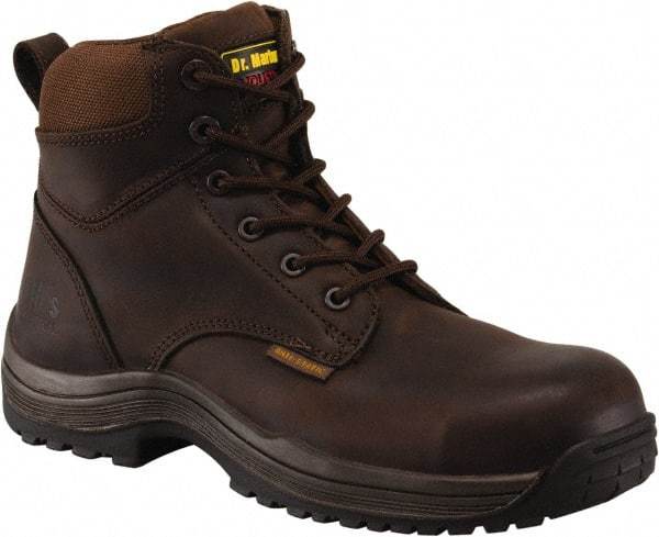 Dr. Martens - Men's Size 7 Medium Width Composite Work Boot - Brown, Leather Upper, Rubber Outsole, 7" High, Dielectric, Hot Weather, Non-Slip - USA Tool & Supply