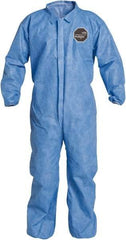 Dupont - Size 3XL Film Laminate General Purpose Coveralls - Blue, Zipper Closure, Elastic Cuffs, Elastic Ankles, Sewn Seams - USA Tool & Supply