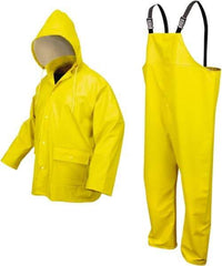MCR Safety - Size XL, Yellow, Rain, Disposable Encapsulated Suit - 57" Chest, 2 Pockets, Detachable Hood - USA Tool & Supply