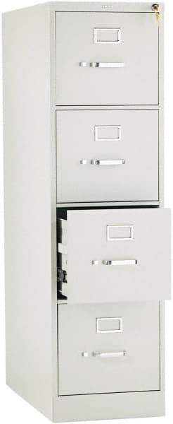 Hon - 15" Wide x 52" High x 26-1/2" Deep, 4 Drawer Vertical File with Lock - Steel, Light Gray - USA Tool & Supply