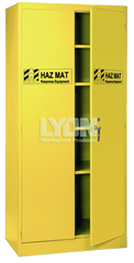 HazMat Cabinet - #5460HM - 36 x 24 x 78" - Setup with 4 shelves - Yellow only - USA Tool & Supply