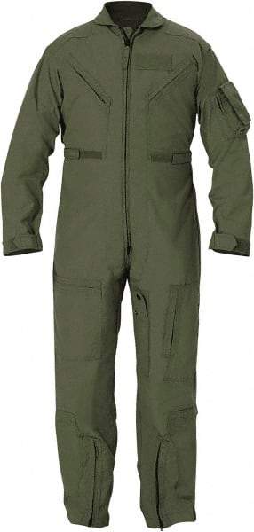 PROPPER - Size 32 Regular, Green, Two Way Zipper, Flame Resistant/Retardant Flight Suit - 32" Chest, Nomex, 6 Pockets, Sewn to Mil Spec FNS/PD 96-17 (MIL-C-83141A), Adjustable Waist Belt with Hook and Loop Closure, Bi-Swing Back - USA Tool & Supply