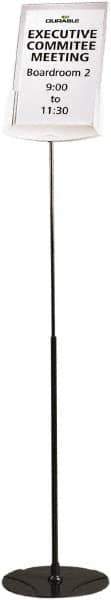 DURABLE - 8-1/2" Wide x 40-60" High Sign Compatiblity, Acrylic Sign Holder - Gray, 60" Holder Height - USA Tool & Supply