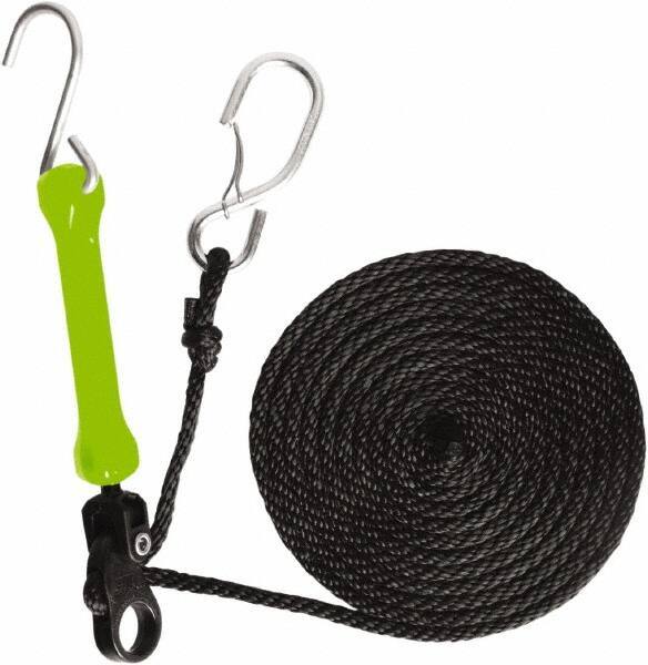 The Perfect Bungee - Light Duty Tie Down with Triangulated Galvanized S Hook - 144" OAL, Safety Green - USA Tool & Supply