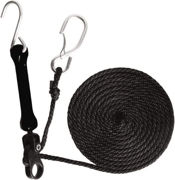 The Perfect Bungee - Light Duty Tie Down with Triangulated Galvanized S Hook - 144" OAL, Black - USA Tool & Supply