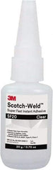 3M - 0.71 oz Bottle Clear Instant Adhesive - Series Part Number SF20, 3 to 30 sec Working Time, 24 hr Full Cure Time - USA Tool & Supply