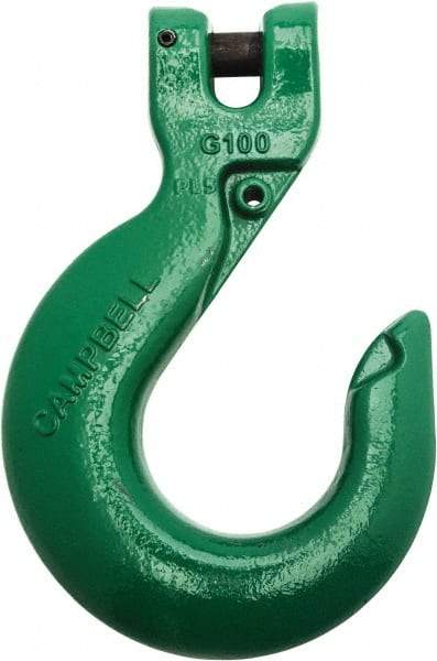 Campbell - 1/2" Chain Diam, 100 Chain Grade Clevis Hook - 15,000 Lb Capacity, 39/64" ID, 39/64" Pin Diam, 1-11/16" Hook Throat - USA Tool & Supply