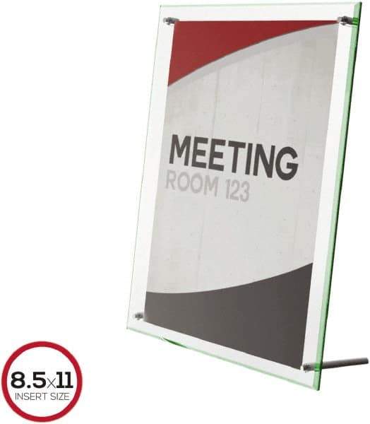 Deflect-o - 11" Wide x 8-1/2" High Sign Compatiblity, Acrylic Sign Holder - Clear, 8-1/2" Holder Height - USA Tool & Supply