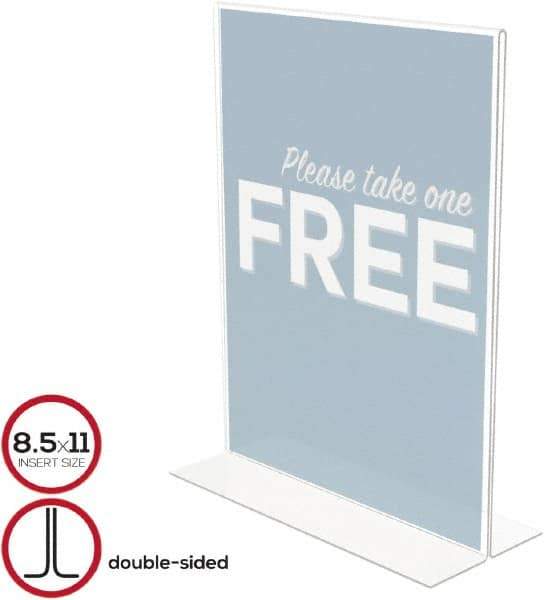 Deflect-o - 8-1/2" Wide x 11" High Sign Compatiblity, Plastic Sign Holder - Clear, 11" Holder Height - USA Tool & Supply
