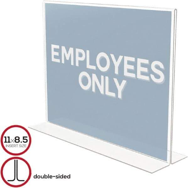 Deflect-o - 11" Wide x 8-1/2" High Sign Compatiblity, Plastic Sign Holder - Clear, 8-1/2" Holder Height - USA Tool & Supply
