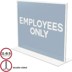 Deflect-o - 11" Wide x 8-1/2" High Sign Compatiblity, Plastic Sign Holder - Clear, 8-1/2" Holder Height - USA Tool & Supply