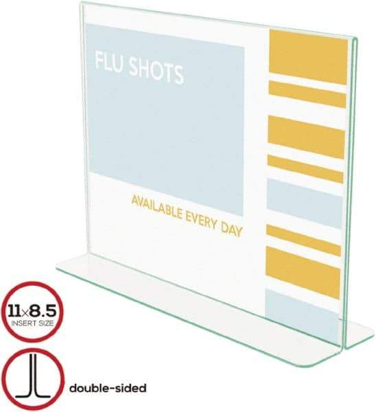 Deflect-o - 11" Wide x 8-1/2" High Sign Compatiblity, Plastic Sign Holder - Clear, 8-1/2" Holder Height - USA Tool & Supply