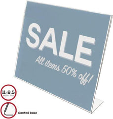 Deflect-o - 11" Wide x 8-1/2" High Sign Compatiblity, Plastic Sign Holder - Clear, 8-1/2" Holder Height - USA Tool & Supply