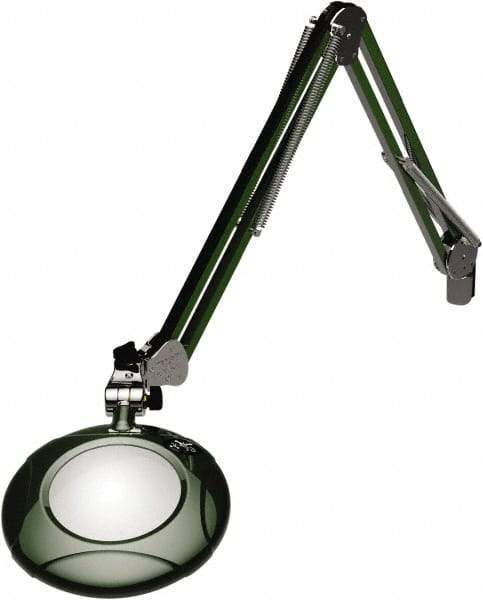 O.C. White - 43 Inch, Spring Suspension, Clamp on, LED, Racing Green, Magnifying Task Light - 8 Watt, 7.5 and 15 Volt, 2x Magnification, 5 Inch Long - USA Tool & Supply