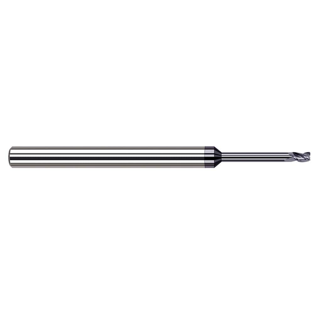Corner Radius End Mill: 0.06″ Dia, 0.09″ LOC, 0.005″ Radius, 3 Flutes, Solid Carbide 2-1/2″ OAL, 1/8″ Shank Dia, 34 ° Helix, AlTiN Nano Coated, Corner Radius End, Centercutting