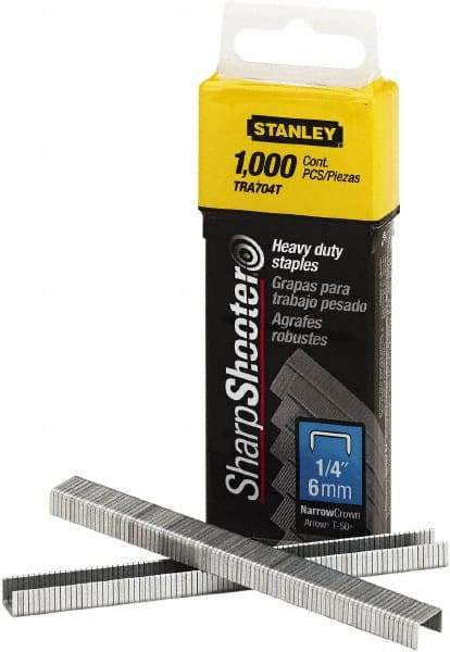 Stanley Bostitch - 1/4" Leg Length, Steel Staple Gun Staples - 80 Sheet Capacity, For Use with Stanley TR150 - USA Tool & Supply