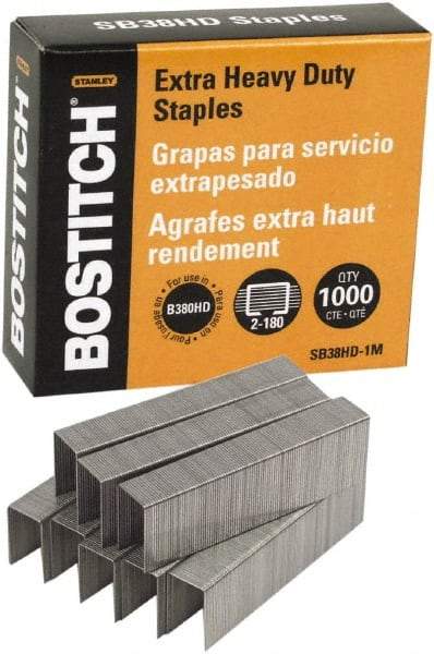 Stanley Bostitch - 0.19" Leg Length, Steel Heavy Duty Stapler Staples - 180 Sheet Capacity, For Use with Bostitch B380HD - USA Tool & Supply