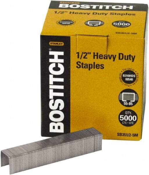 Stanley Bostitch - 1/2" Leg Length, Steel Heavy Duty Stapler Staples - 120 Sheet Capacity, For Use with Bostitchs 00540, B310HDS & 03201 & Most Heavy-Duty Staplers - USA Tool & Supply