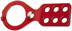 Ability One - Single Jaw, 1-1/2" Jaw Diam, 6 PadLocks, Steel Lockout Hasp - Scissor Action, Red - USA Tool & Supply