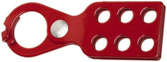 Ability One - Single Jaw, 1" Jaw Diam, 6 PadLocks, Steel Lockout Hasp - Scissor Action, Red - USA Tool & Supply