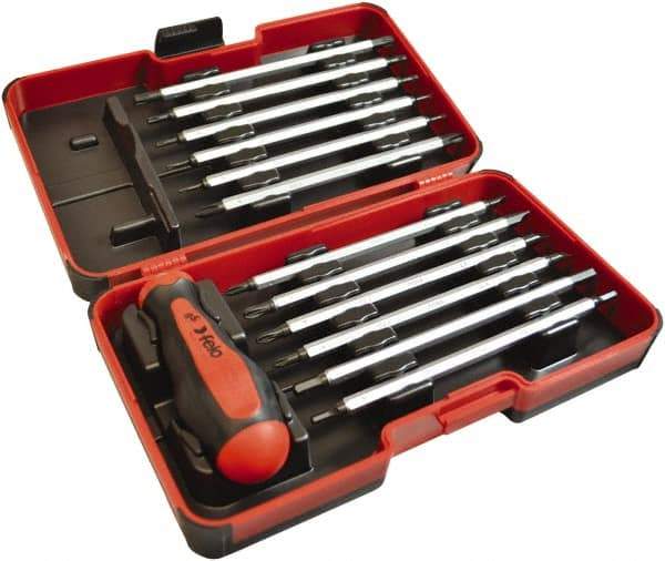 Felo - 13 Piece, 1/4" Drive Screwdriver Bit Set - #1 to #3 Phillips, 3 to 6mm Hex, T6 to T40 Torx, #1, #2 & #3 Pozidriv, 5/32, 7/32 & 1/4" Slotted - USA Tool & Supply